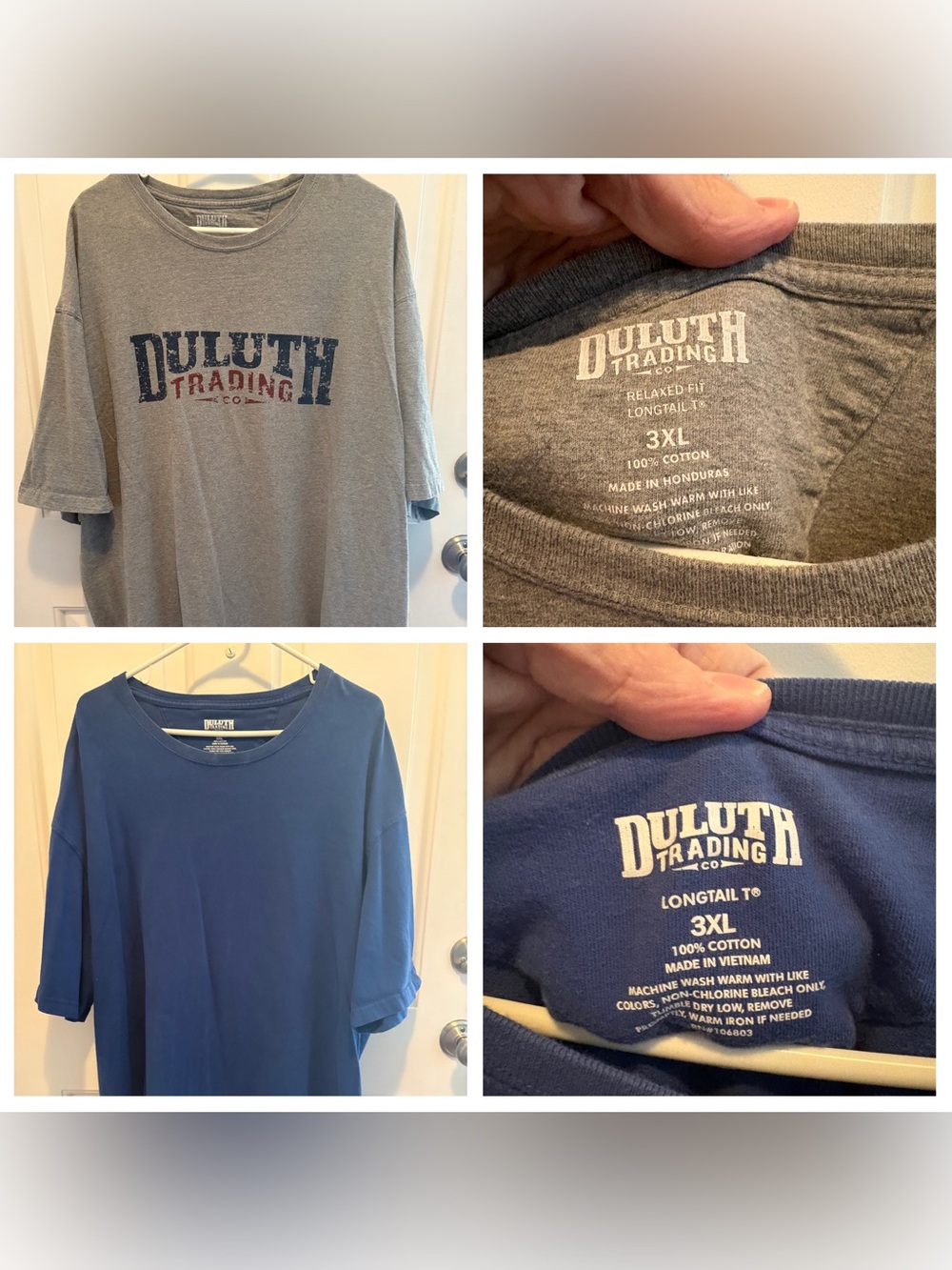 2 Duluth Trading Co Gray Logo Tee & Blue Short Sleeve Tee. Size 2XL.